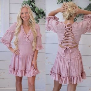 Blush open back dress